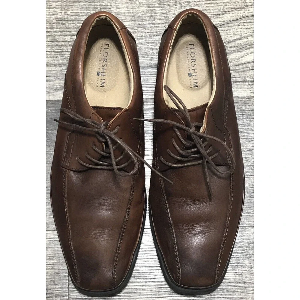 Florsheim Men's Oxford Brown Leather Dress Shoes Loafers Lace Up Tie Size 9D - Picture 8 of 8